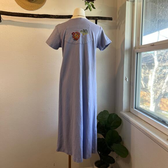 Vintage USA Focus Cotton Purple Painted Lady Bug Printed Pocket Dress Size Small - Picture 6 of 12